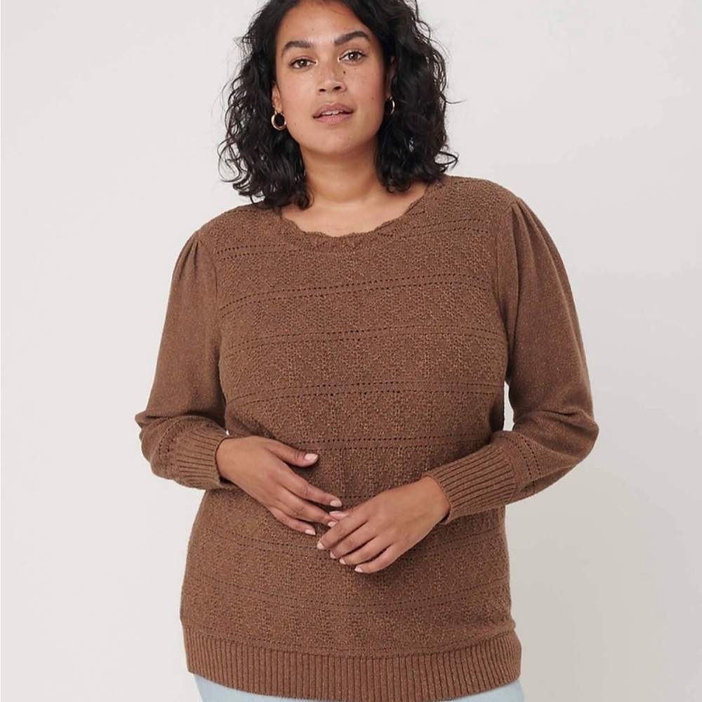 EUC LOFT Shimmer Pointelle Sweater Medium